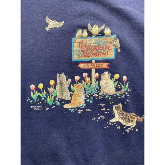 Vintage Morning Sun Cat & Birdhouse Sweatshirt #7167 - Picture 3 of 8